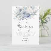 Dusty Blue Florals Brautparty Vielen Dank Karte (Stehend Vorderseite)