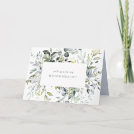 Dusty Blue Florals Bridesmaid Vorschlag Card Karte