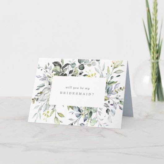 Dusty Blue Florals Bridesmaid Vorschlag Card Karte (Vorderseite)