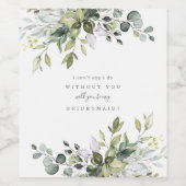 Dusty Blue Florals Bridesmaid Vorschlag Weinetikett (Einzelnes Label)