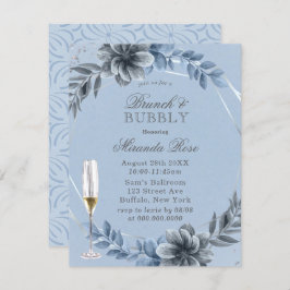 Dusty Blue Florals Brunch & Bubbly Einladung