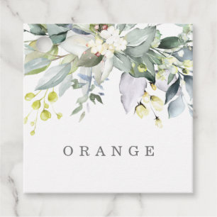 Dusty Blue Florals Buffet Drink Tags Geschenkanhänger