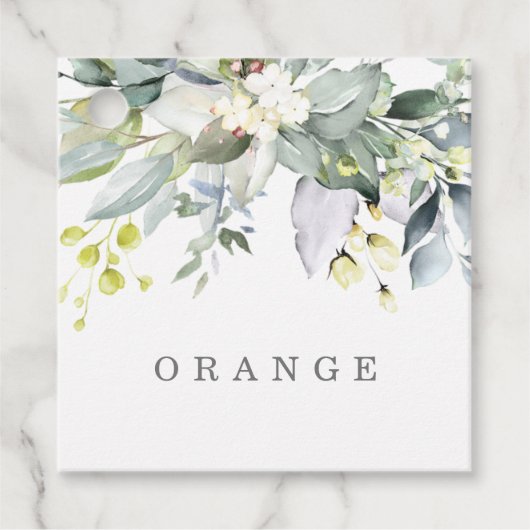 Dusty Blue Florals Buffet Drink Tags Geschenkanhänger (Vorderseite)