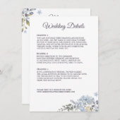 Dusty Blue Florals Combo Menü Hochzeitdetails (Vorne/Hinten)