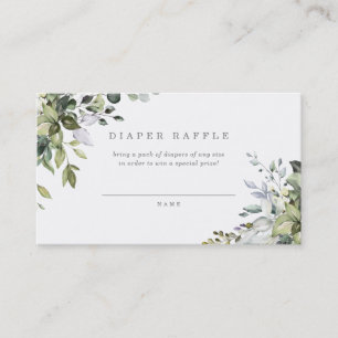 Dusty Blue Florals Diaper Raffle Card Visitenkarte