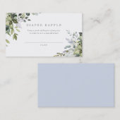 Dusty Blue Florals Diaper Raffle Card Visitenkarte (Vorne/Hinten)