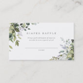 Dusty Blue Florals Diaper Raffle Card Visitenkarte (Vorderseite)