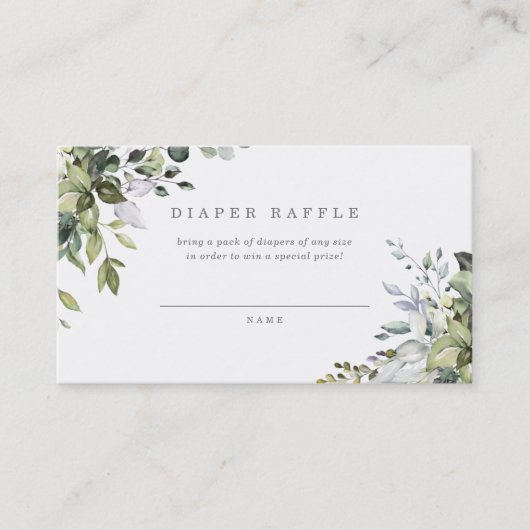 Dusty Blue Florals Diaper Raffle Card Visitenkarte (Vorderseite)