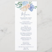 Dusty Blue Florals Dinner Menu Card Menükarte (Vorderseite)