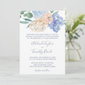 Dusty Blue Florals Formal Wedding Einladung (Stehend Vorderseite)