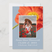 Dusty Blue Florals Foto Frame Moderner Abschluss Ankündigung (Vorderseite)