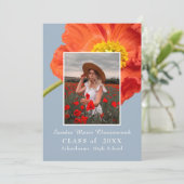 Dusty Blue Florals Foto Frame Moderner Abschluss Ankündigung (Stehend Vorderseite)