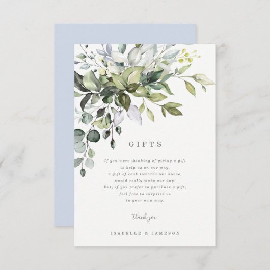 Dusty Blue Florals Geschenkkarte Einladung (Vorne/Hinten)