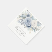 Dusty Blue Florals Glückwunsch Mrs. Wedding Serviette (Ecke)
