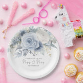 Dusty Blue Florals Glückwunschs Mrs. und Mrs. Wedd Pappteller (Party)