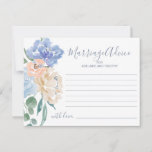 Dusty Blue Florals Heiratskarten Hinweiskarte<br><div class="desc">Diese dustigen blauen Blumen sind die ideale Begleitung für einen Hochzeitsempfang oder ein Brautparty im Frühling oder Sommer. Die hellblauen,  mit Pfirsich und cremefarbenen Blume in einem prachtvollen Bouquet gestalteten Pfannkuchen zeichnen sich durch ein ansprechendes Dekor aus. Personalisieren Sie diese Karten mit dem Namen der Braut und Bräutigam.</div>