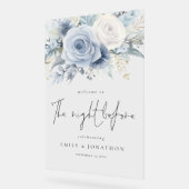 Dusty Blue Florals Herzlich willkommen in der Nach Acrylschild (Winkel)