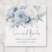 Dusty Blue Florals Liebe Danke Wedding Geschenkanhänger (Vorderseite)