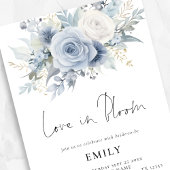 Dusty Blue Florals Liebe in Bloom Brautparty Einladung