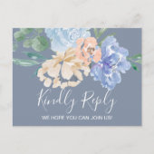 Dusty Blue Florals Menü Auswahl UAWG Postkarte (Vorderseite)