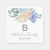 Dusty Blue Florals Monogram Wedding Serviette (Vorderseite)
