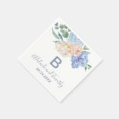 Dusty Blue Florals Monogram Wedding Serviette (Ecke)