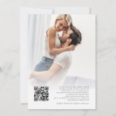 Dusty Blue Florals Overlay Foto QR Code Wedding Einladung (Rückseite)