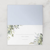 Dusty Blue Florals Platzkarte (Außenseite Aufgefaltet)