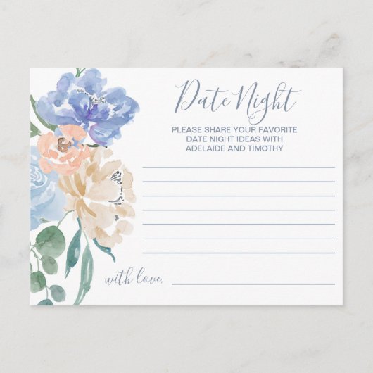Dusty Blue Florals Postkarte (Vorderseite)