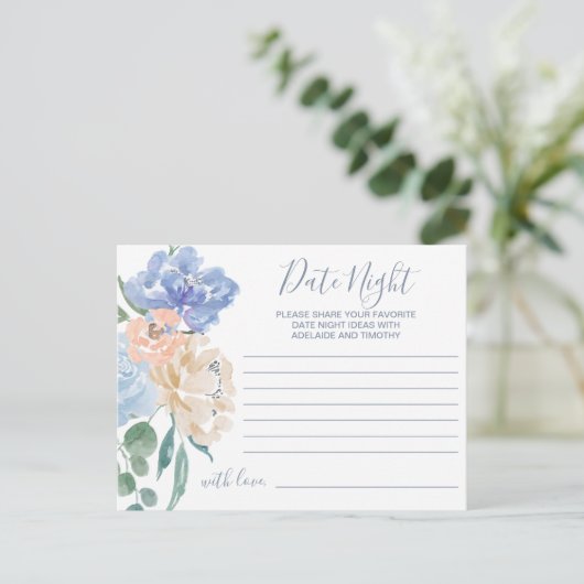 Dusty Blue Florals Postkarte (Stehend Vorderseite)