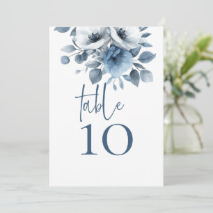 Dusty Blue Florals Printable Wedding Table Number Einladung