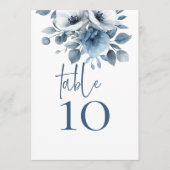 Dusty Blue Florals Printable Wedding Table Number Einladung (Vorderseite)