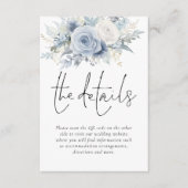 Dusty Blue Florals QR Code Wedding Details Begleitkarte (Vorderseite)