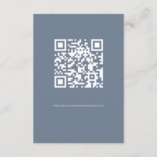 Dusty Blue Florals QR Code Wedding Details Begleitkarte (Rückseite)