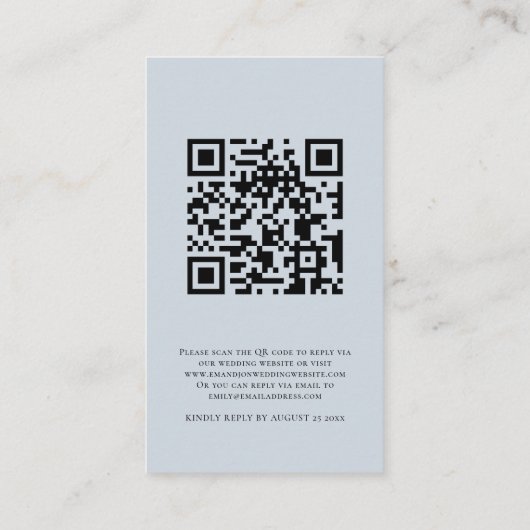 Dusty Blue Florals QR Code Wedding RSVP Begleitkarte (Rückseite)