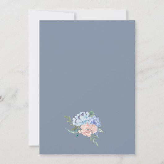 Dusty Blue Florals Save the Date Card (Rückseite)