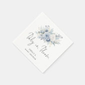 Dusty Blue Florals Script Baby in Bloom Shower Serviette (Ecke)