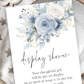 Dusty Blue Florals Script Display Baby Dusche Begleitkarte