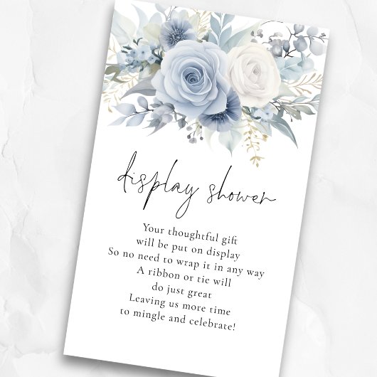 Dusty Blue Florals Script Display Brautparty Begleitkarte