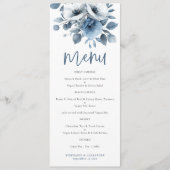 Dusty Blue Florals Script Wedding Printable Menu Einladung (Vorderseite)