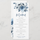 Dusty Blue Florals Script Wedding Printable Menu Einladung (Vorne/Hinten)