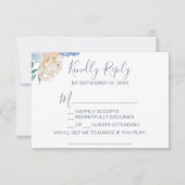 Dusty Blue Florals Song Request RSVP Card (Vorderseite)