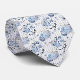 Dusty Blue Florals & Stripes - Neck Tie Krawatte