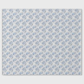 Dusty Blue Florals & Stripes - Papierrolle Geschenkpapier (Flach)