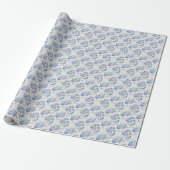Dusty Blue Florals & Stripes - Papierrolle Geschenkpapier (Ungerollt)