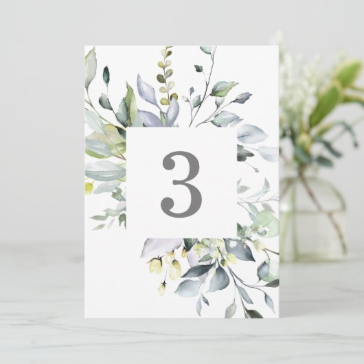 Dusty Blue Florals Tischnummern (Stehend Vorderseite)
