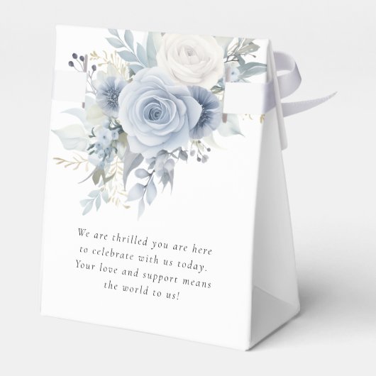 Dusty Blue Florals Vielen Dank für Ihre Hochzeit Geschenkschachtel (Rückseite)