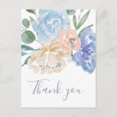 Dusty Blue Florals Vielen Dank Postkarte (Vorderseite)
