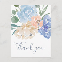 Dusty Blue Florals Vielen Dank Postkarte