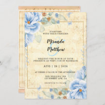 Dusty Blue Florals Vintag Sheet Music Wedding